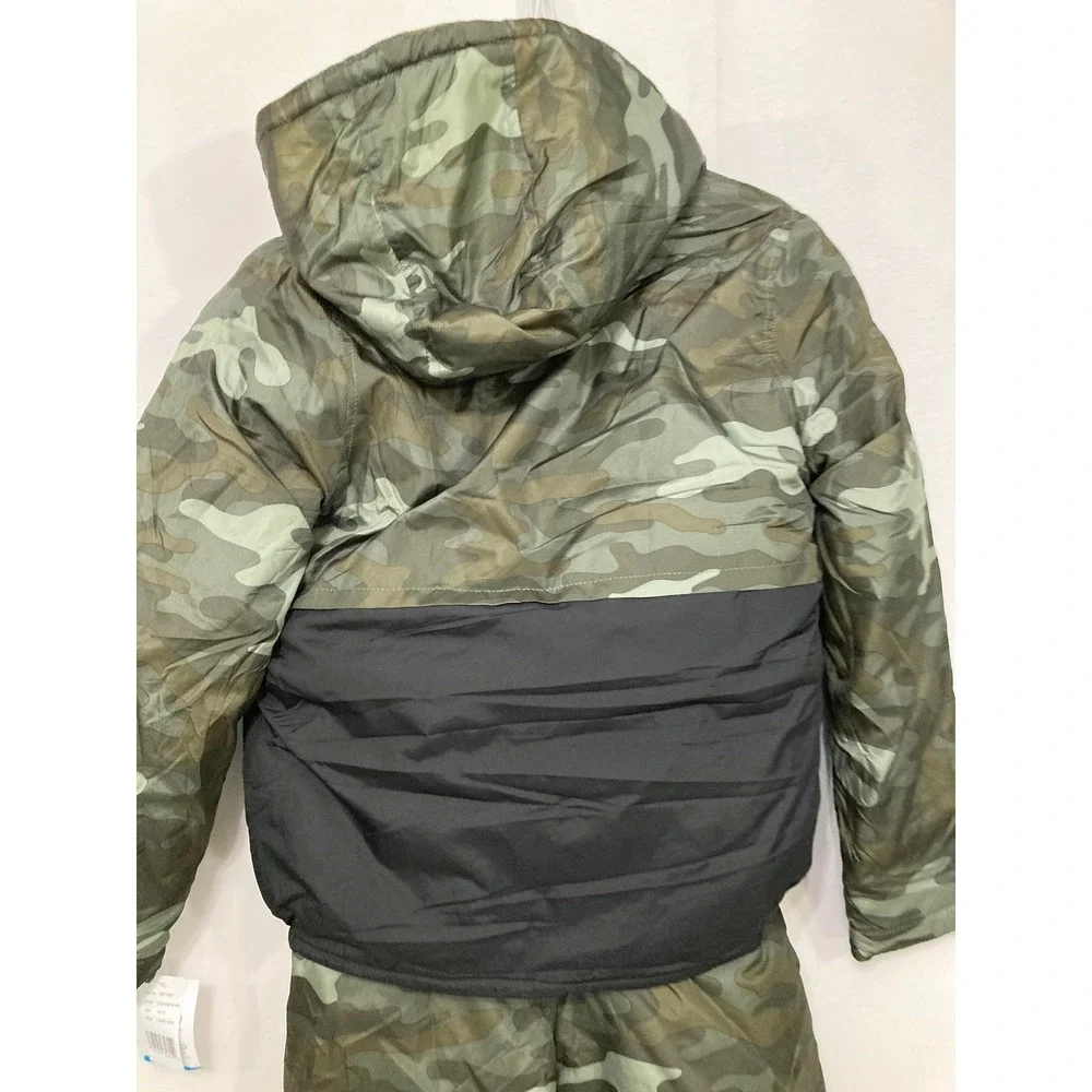 NWT Carters Boys 2 Piece Snowsuit 10/12 Green Camo Jacket Snow Bibs Winter Set